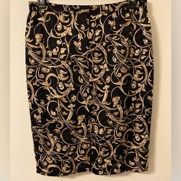 Adrianna Papell black and Gold Silk skirt Size 14 - Picture 5 of 6